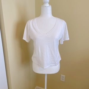 Athleta Cropped Short Sleeve Cotton Tee, White, S